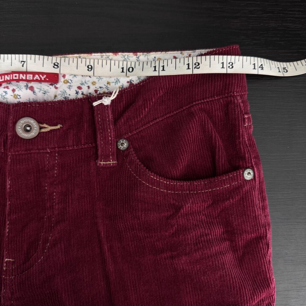 Union Bay Jeans Girls 12 Corduroy Bootcut Flare Red 27 Vintage Y2K Juniors NEW - Picture 8 of 11